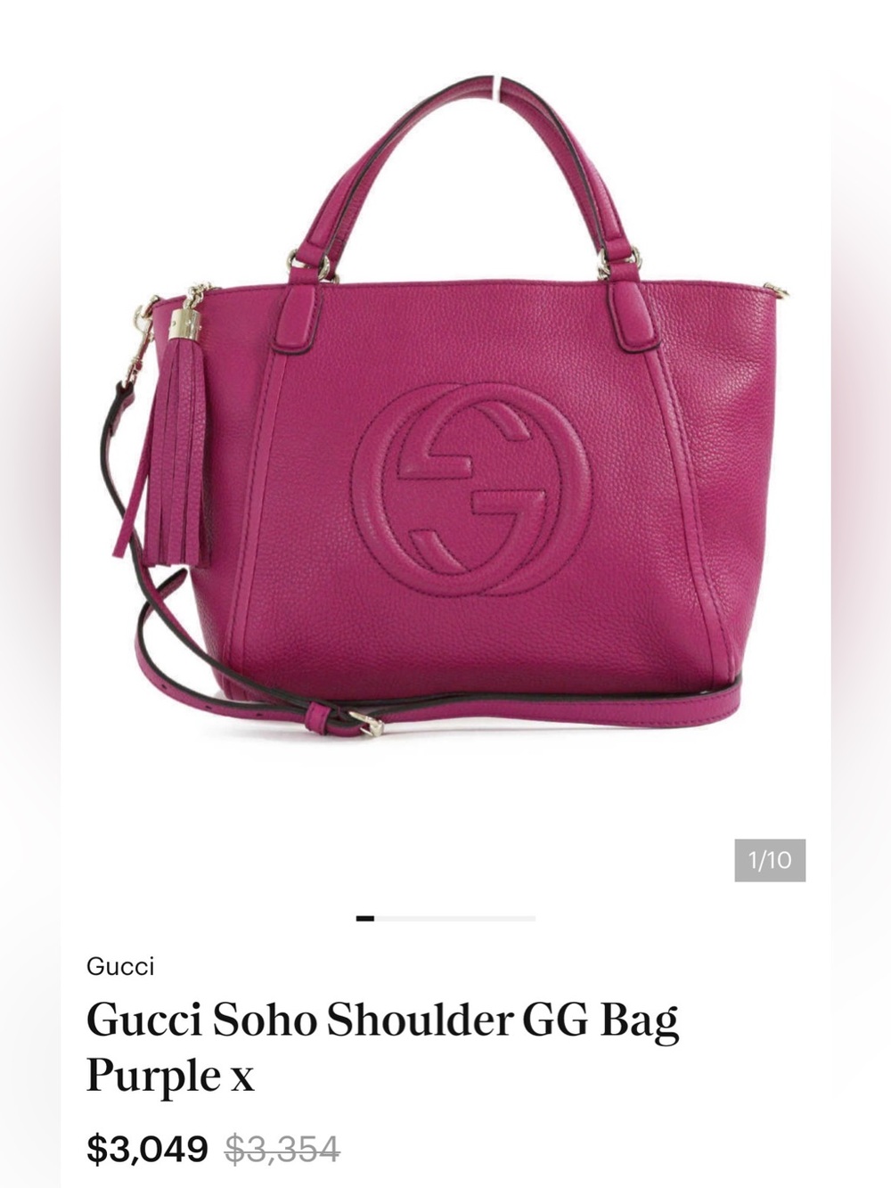 Gucci Rose Leather Tote with Tassel crossbody bag box and dust cover